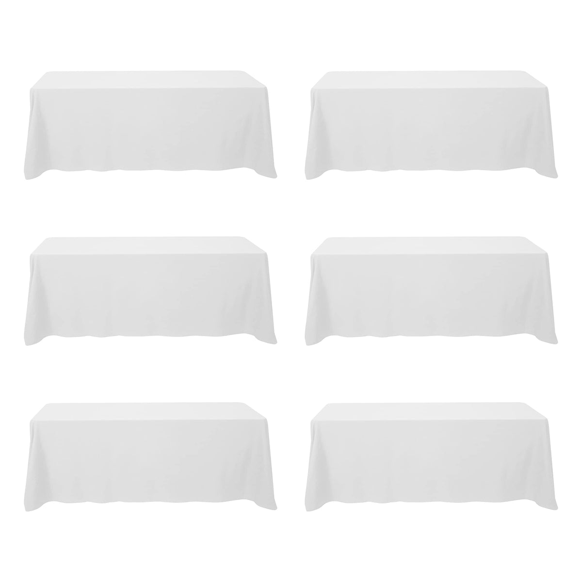 BRILLMAX 6 Pack Ivory Tablecloths 90x156 Inch for 8ft Rectangle Tables