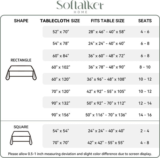 Softalker Rectangle Tablecloth, Waterproof Table Cloths Wrinkle Free Fabric Washable Polyester Table Cover for Dining Tables Party Outdoor Camping Parties Buffet - 60 x 102 inch, Orange