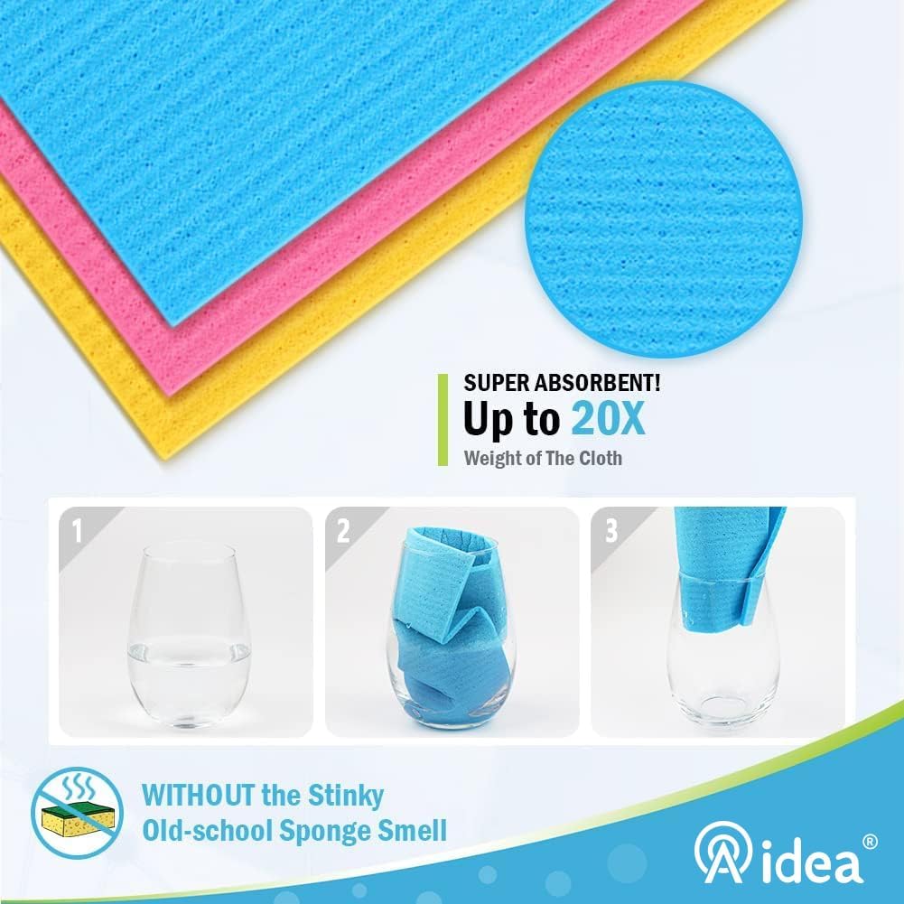 AIDEA Swedish Dishcloths for Kitchen, 20PK, Reusable Paper Towels, 7"×6"