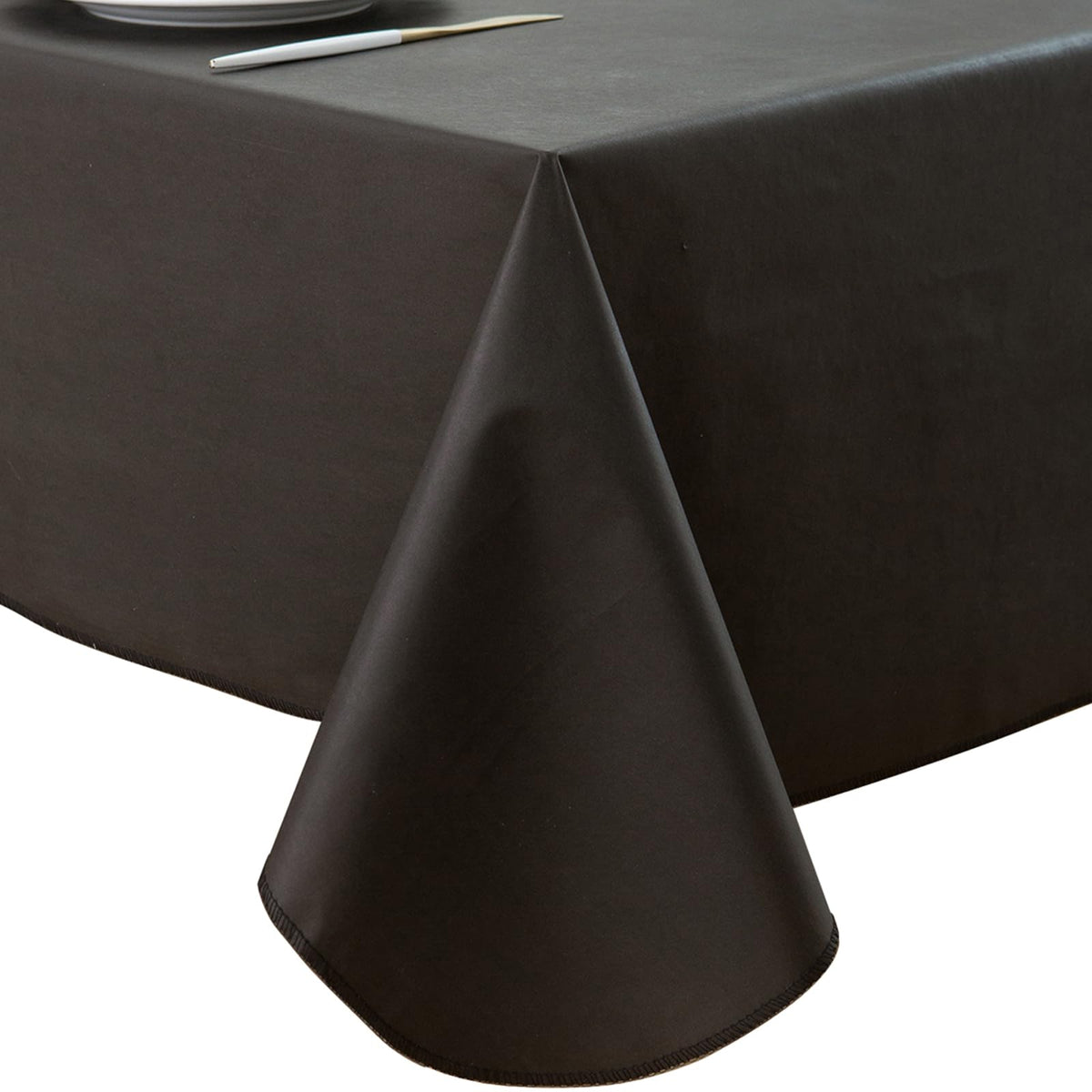 LIBERECOO Vinyl Tablecloth with Flannel Backing, Champagne, Waterproof, Stain-Resistant, Easy-Clean Table Cover for Dining, Kitchen, and Outdoor Use, 60" x 102" Rectangle