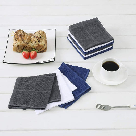 Glynniss Dishcloths Kitchen Highly Absorbent Dish Rags 100% Cotton Dish Cloths for Washing Dishes, Cleaning (12pcs Gray)