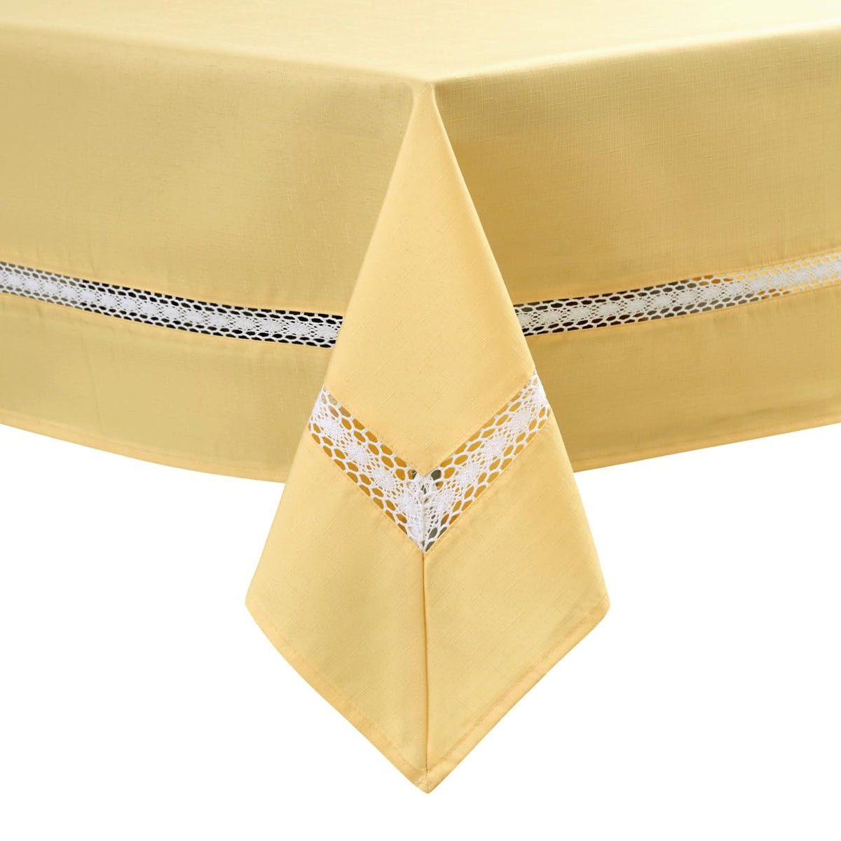 EHouseHome Heavy Duty Fabric Tablecloth with White Lace-Waterproof/Wrinkle Free/Stain Resistant/Oil Proof-for Dining,Indoor&Outdoor,Wedding,Holiday,White,Rectangle 60x120Inch