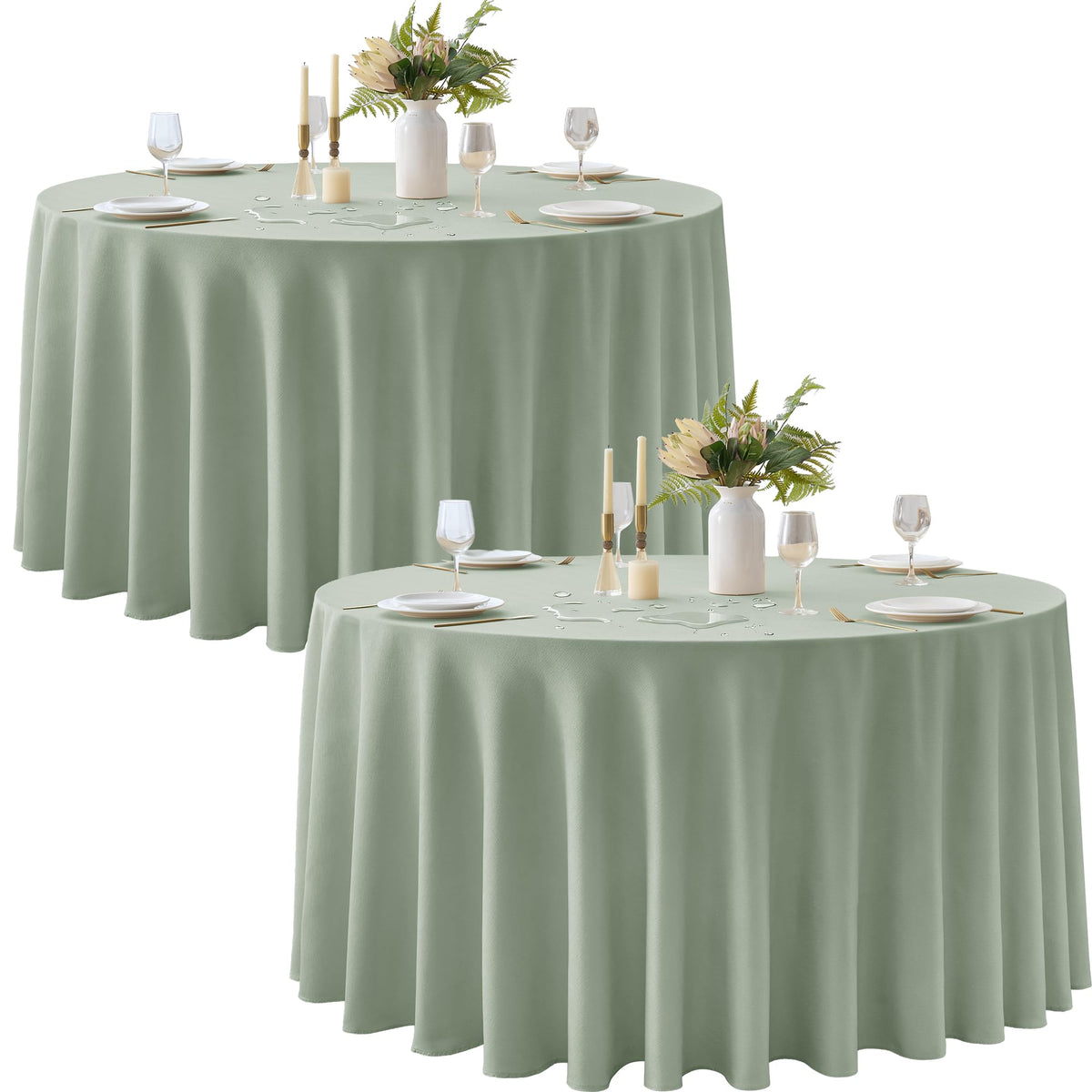 Fall Tablecloths Rectangular 6ft, 2-Pack Waterproof Slub Texture