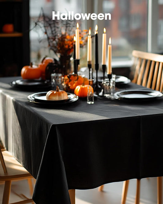 Pureegg Polyester Tablecloth 60" x 84" Reusable & Washable 1 Pack Black
