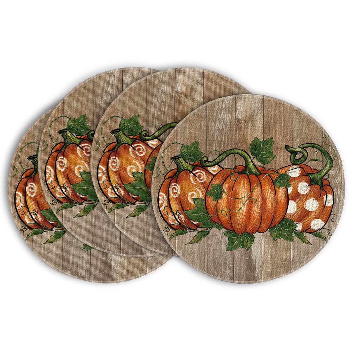 Artoid Mode Navy Blue Pumpkins Fall Placemats Set of 6-12 x 18 Inch