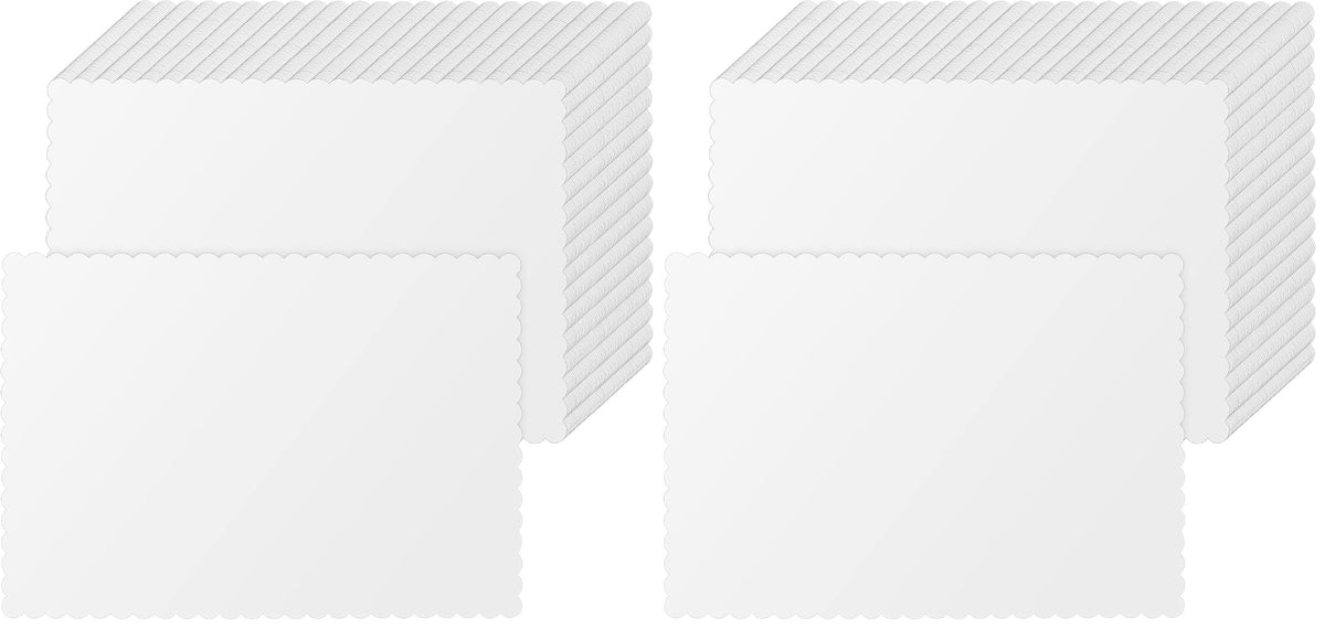 Sabary 500 Pcs Scalloped Edge Disposable White Paper Place mats, Classic