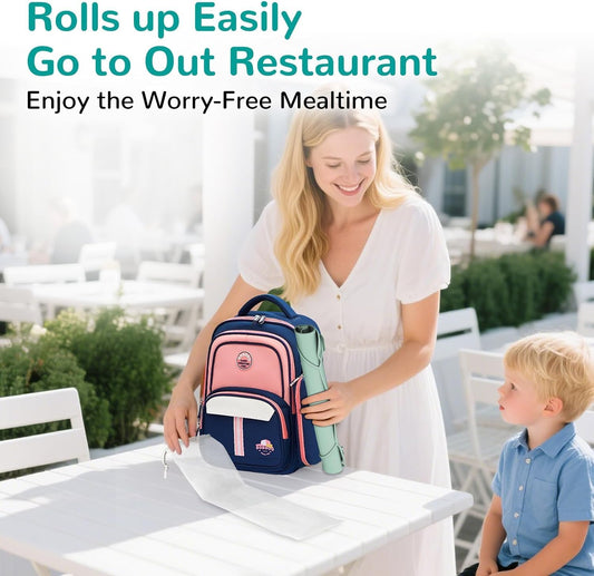 Silicone Placemat for Toddler Eating: Wipe Clean & Roll Up in The Diaper Bag - Table Mat for Restaurant/Travel/On-The-Go