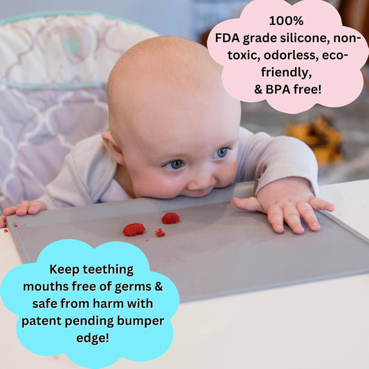 Table Tyke Baby Restaurant Placemat, Silicone Edge Bumper, Sage Green