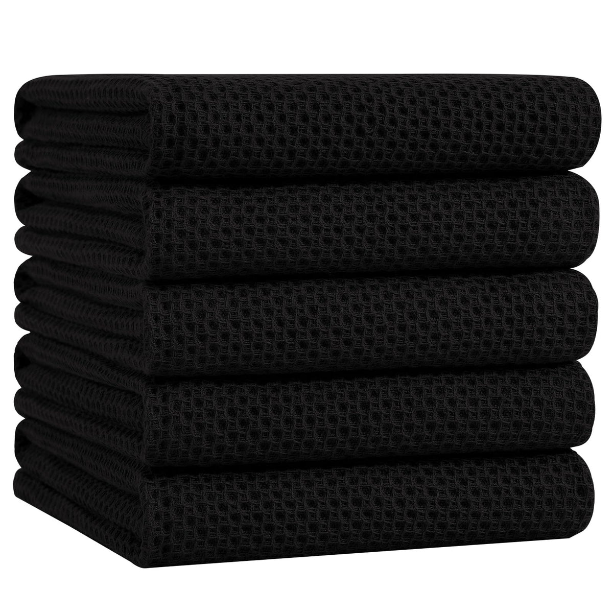 Homaxy 100% Cotton Waffle Weave Kitchen Dish Cloths, 4-Pack, Dark Grey