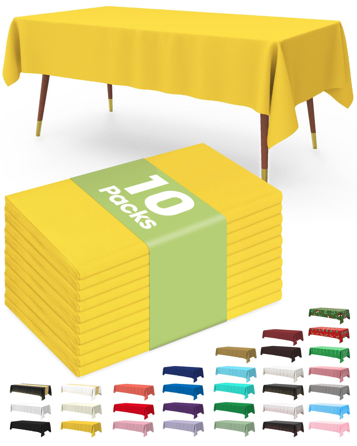 Pureegg Plastic Table Cloth Disposable 10 Pack, 54 x 108 Inch Table Cloths, Halloween Party Decorations, Summerween Decor, Halloween Tablecloths, Rectangle, Plastic Cover, Leakproof & Sturdy, Black