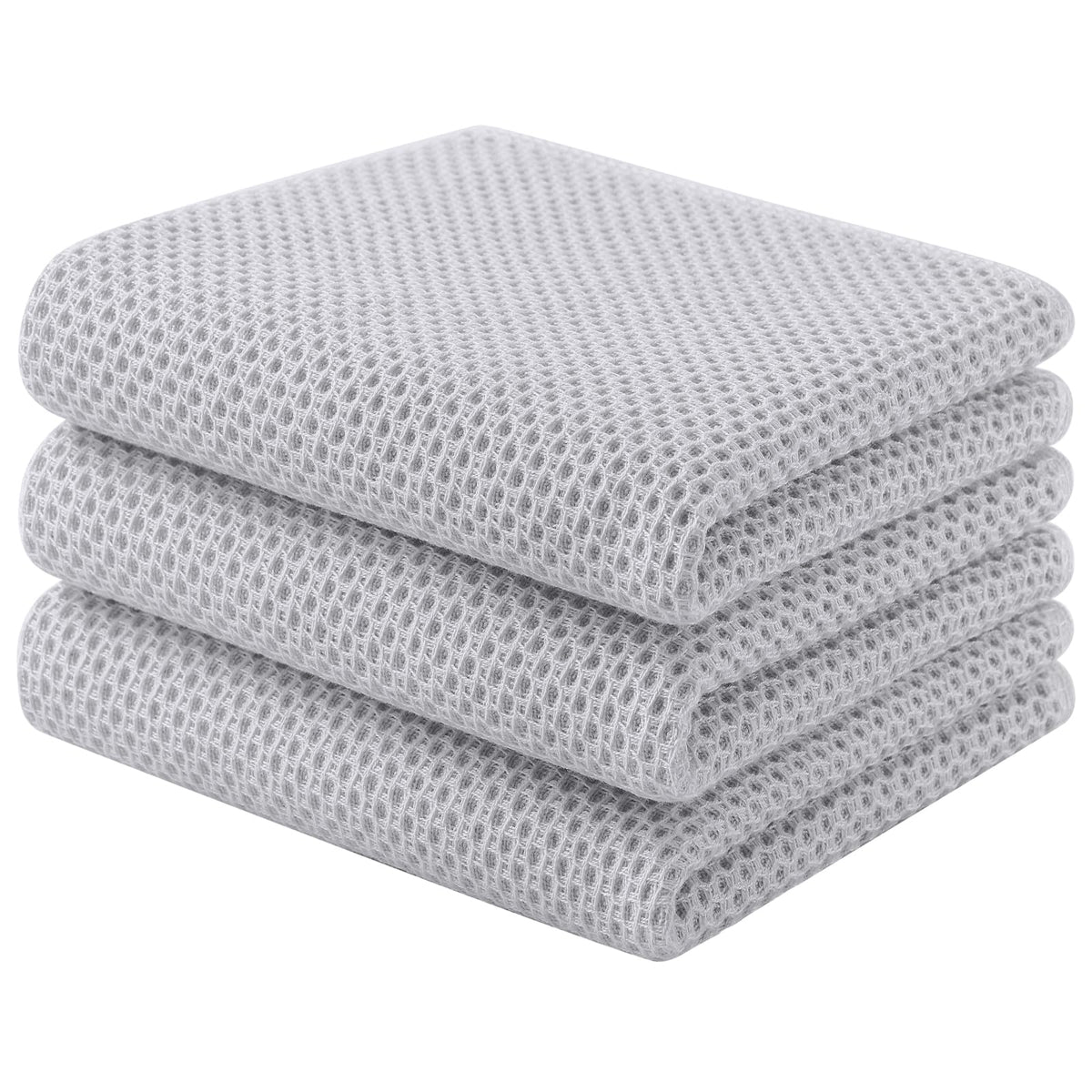Homaxy 100% Cotton Waffle Weave Kitchen Dish Cloths, 4-Pack, Dark Grey