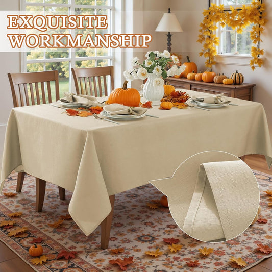 SASTYBALE Rectangle Tablecloth Textured, Beige, 60" x 84"