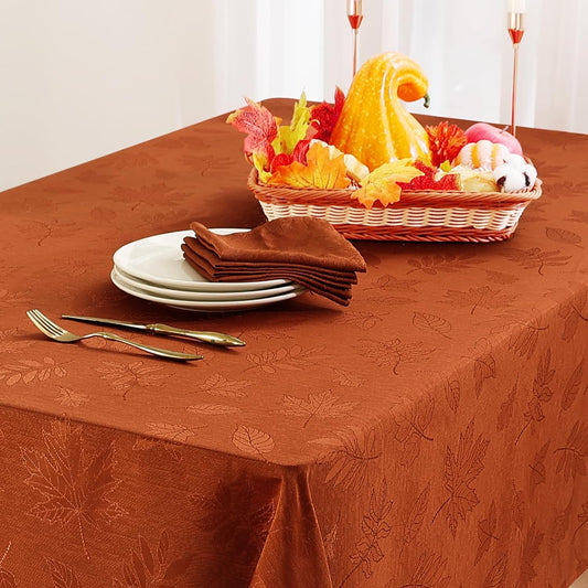 Smiry 60x84 Inch Thanksgiving Jacquard Rectangle Table Cloth for Fall