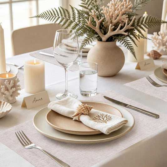 homing Faux Cotton Linen Placemats Set of 6, Cloth Dining Table Mats