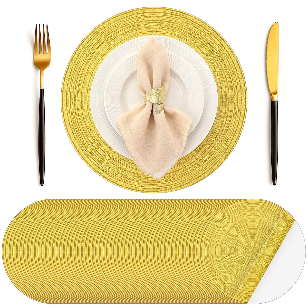 Geosar 100 Pcs Disposable Paper Placemat Cotton Woven 13'', Beige