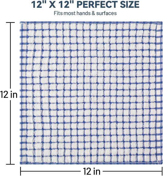 Egles 12 Pack 100% Cotton Kitchen Dish Cloths, 12 x 12 Inch Dishcloths