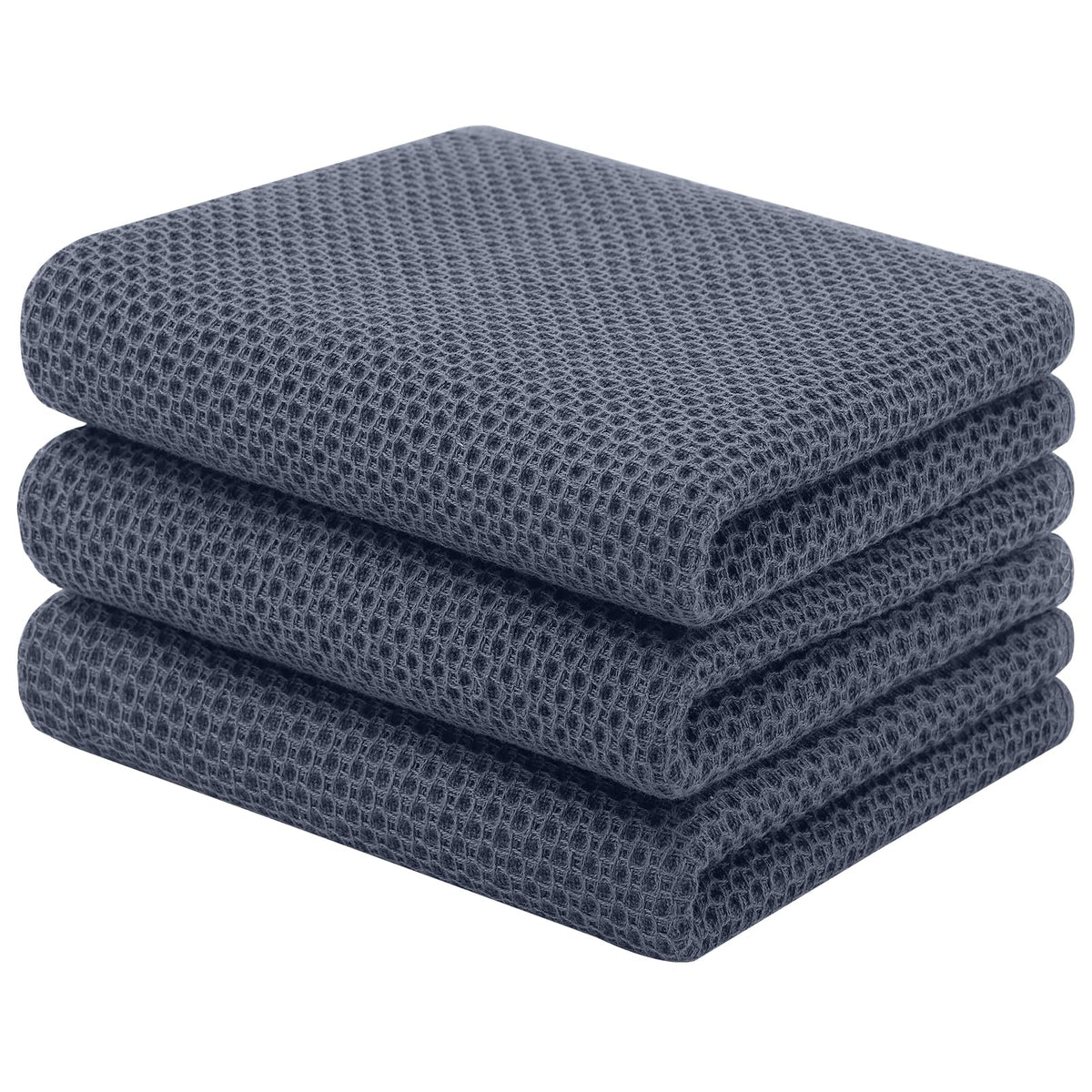 Homaxy 100% Cotton Waffle Weave Kitchen Dish Cloths, 4-Pack, Dark Grey