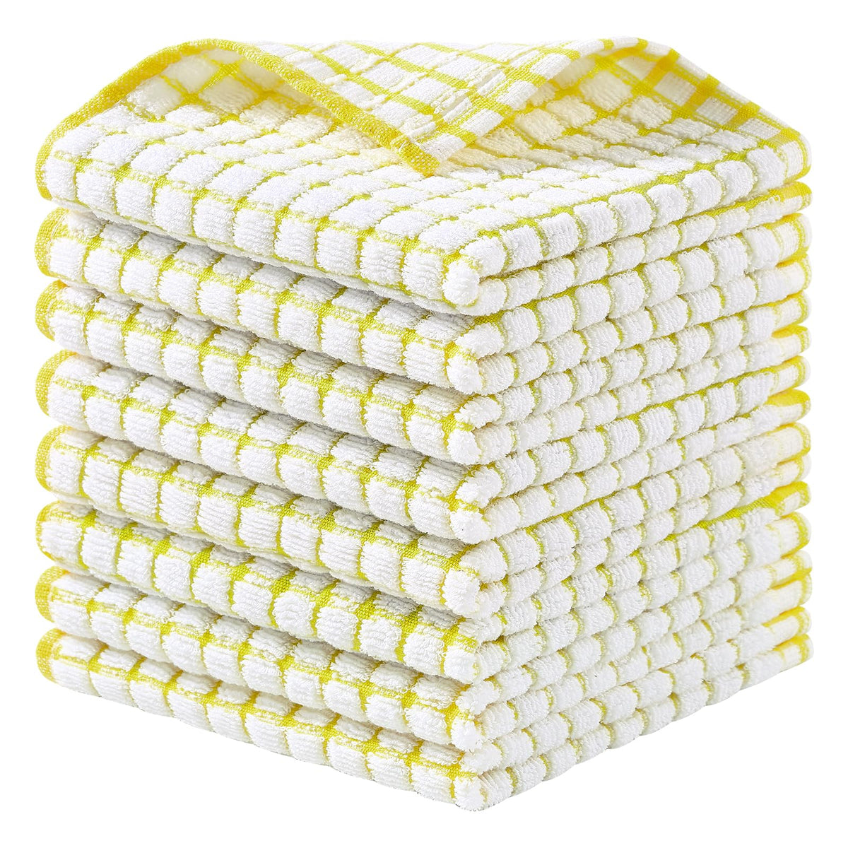 Homaxy 8 Pack Terry Kitchen Dish Cloths, 12"x12", Blue/Yellow/Red/Green