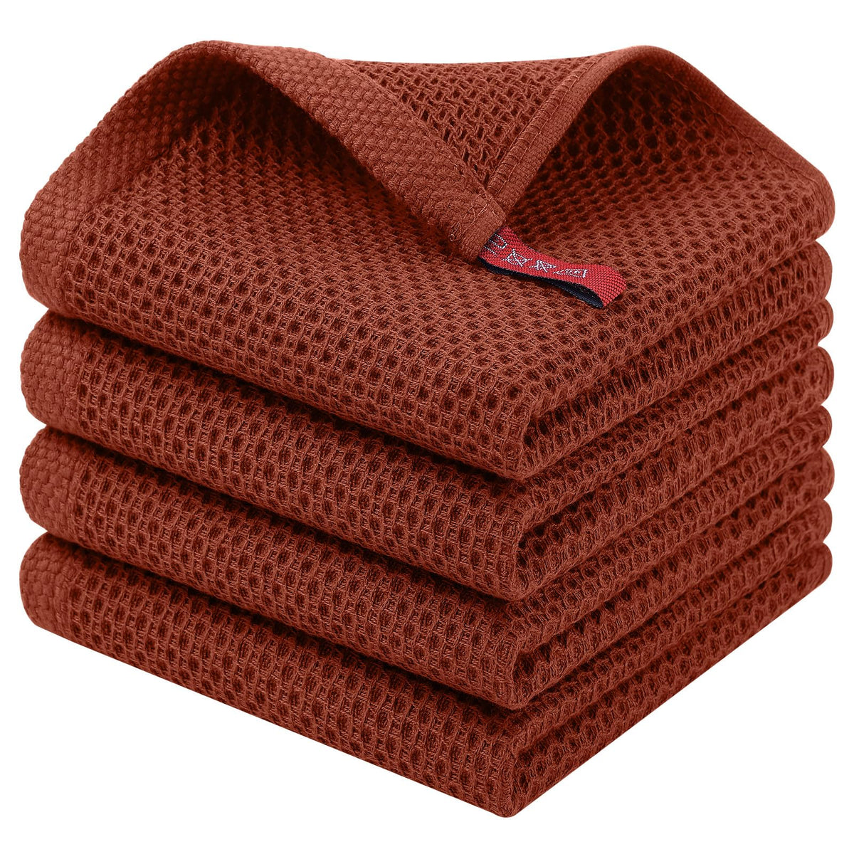 Homaxy 100% Cotton Waffle Weave Kitchen Dish Cloths, 4-Pack, Dark Grey