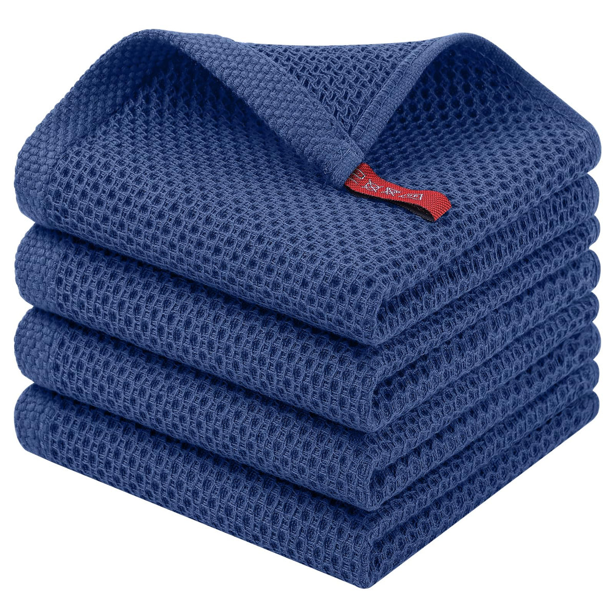 Homaxy 100% Cotton Waffle Weave Kitchen Dish Cloths, 4-Pack, Dark Grey