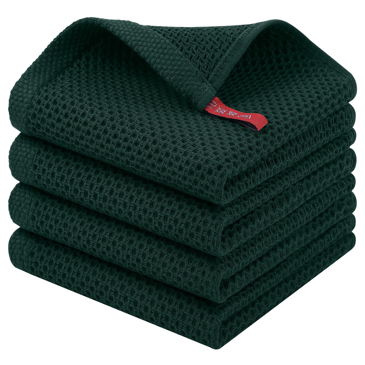 Homaxy 100% Cotton Waffle Weave Kitchen Dish Cloths, 4-Pack, Dark Grey