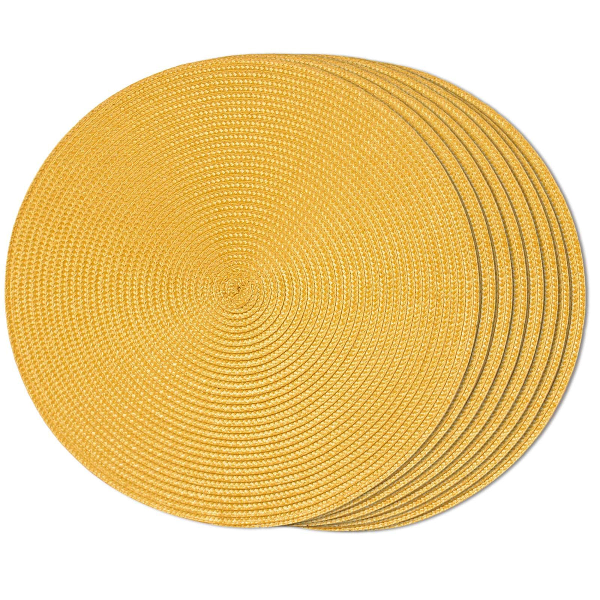 FunWheat Round Braided Placemats Set of 6 Table Mats for Dining Tables Woven Washable Non-Slip Place mats 15 inch(Orange, 6pcs)