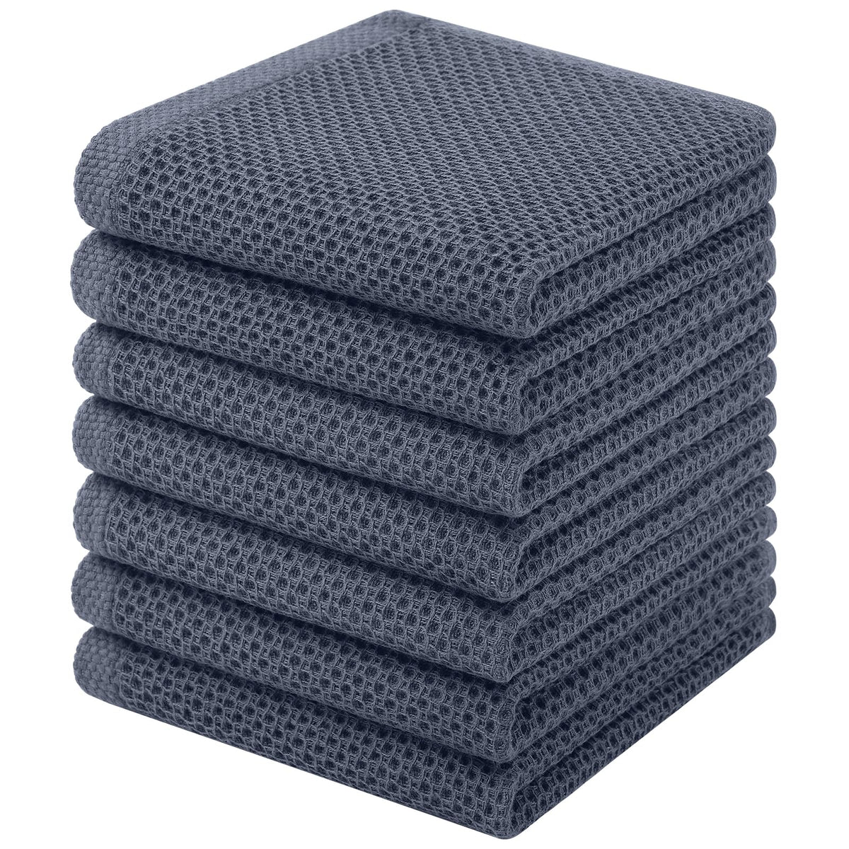 Homaxy 100% Cotton Waffle Weave Kitchen Dish Cloths, 4-Pack, Dark Grey