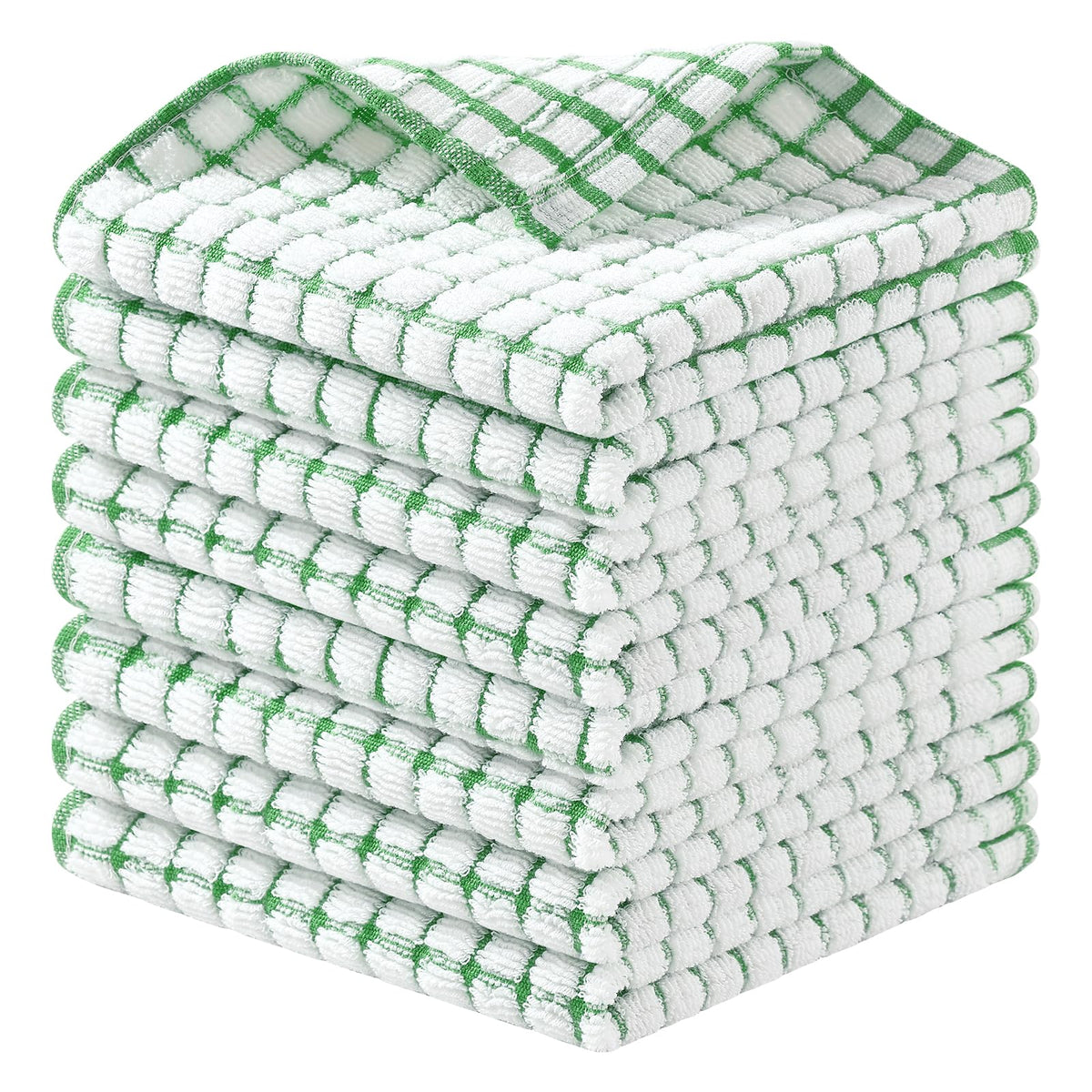 Homaxy 8 Pack Terry Kitchen Dish Cloths, 12"x12", Blue/Yellow/Red/Green