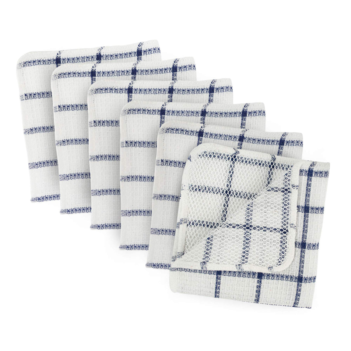 DII Scrubber Dishcloths Collection Windowpane Dishrag Set, 12x12, White/Red Stripe, 6 Piece