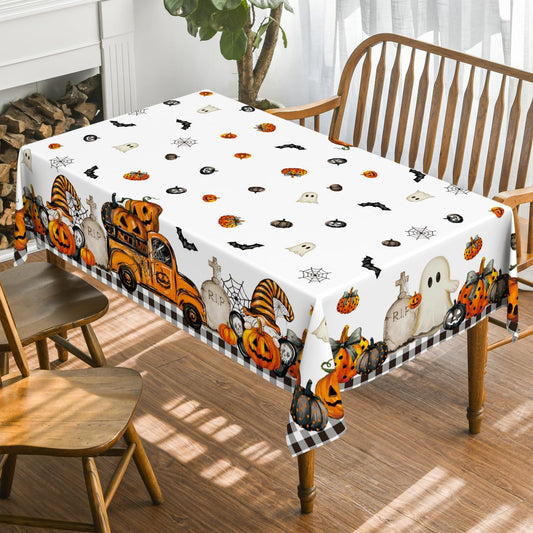 Horaldaily Halloween Tablecloth 60 x 84 Inch Rectangular Ghost Pumpkin