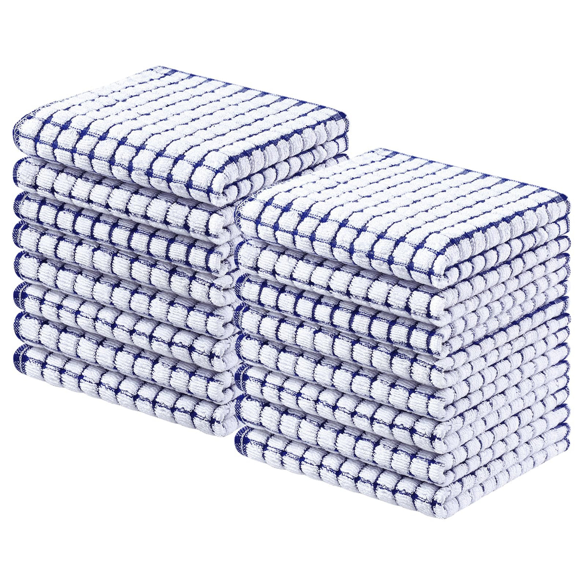 Homaxy 8 Pack Terry Kitchen Dish Cloths, 12"x12", Blue/Yellow/Red/Green