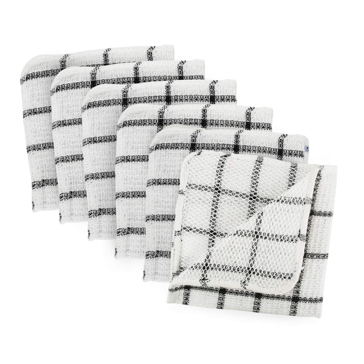DII Scrubber Dishcloths Collection Windowpane Dishrag Set, 12x12, White/Red Stripe, 6 Piece