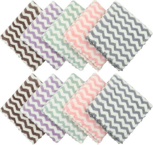 Microfiber Cleaning Cloth, 10 Pack Dish Rags, 12inx12in, Mix Color