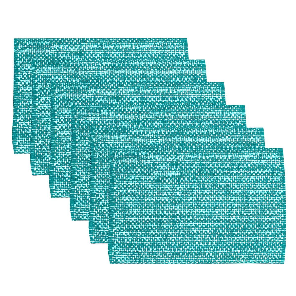 Sweet Home Collection 100% Cotton Placemats for Dining Room Rectangle Two Tone Woven Fabric 13" x 19" Soft Durable Table Mat Set, Set of 6, Eggshell