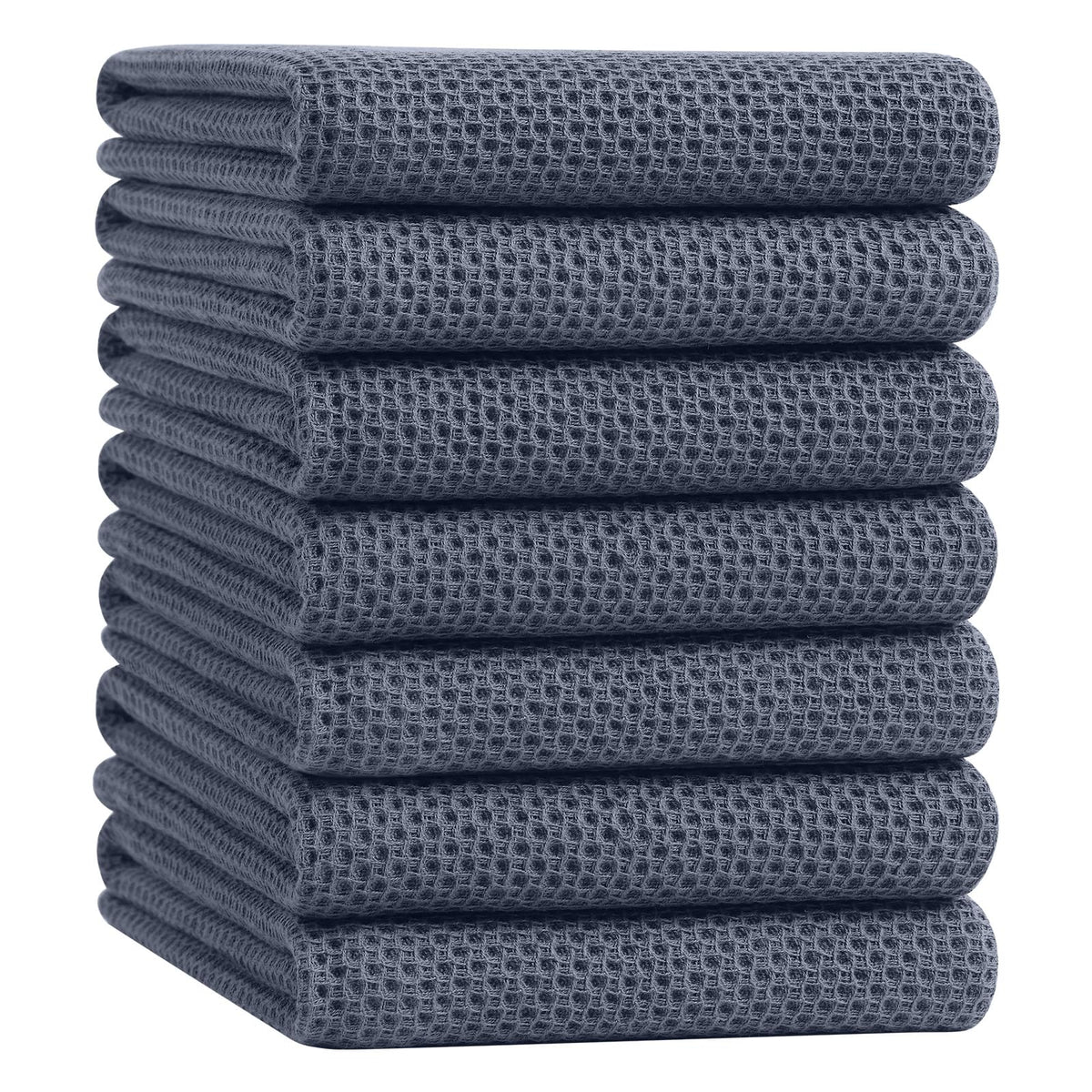 Homaxy 100% Cotton Waffle Weave Kitchen Dish Cloths, 4-Pack, Dark Grey