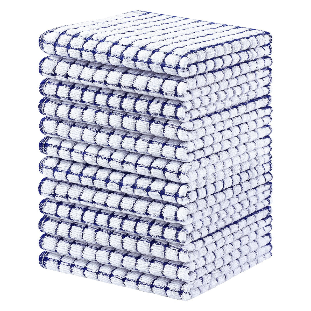 Homaxy 8 Pack Terry Kitchen Dish Cloths, 12"x12", Blue/Yellow/Red/Green