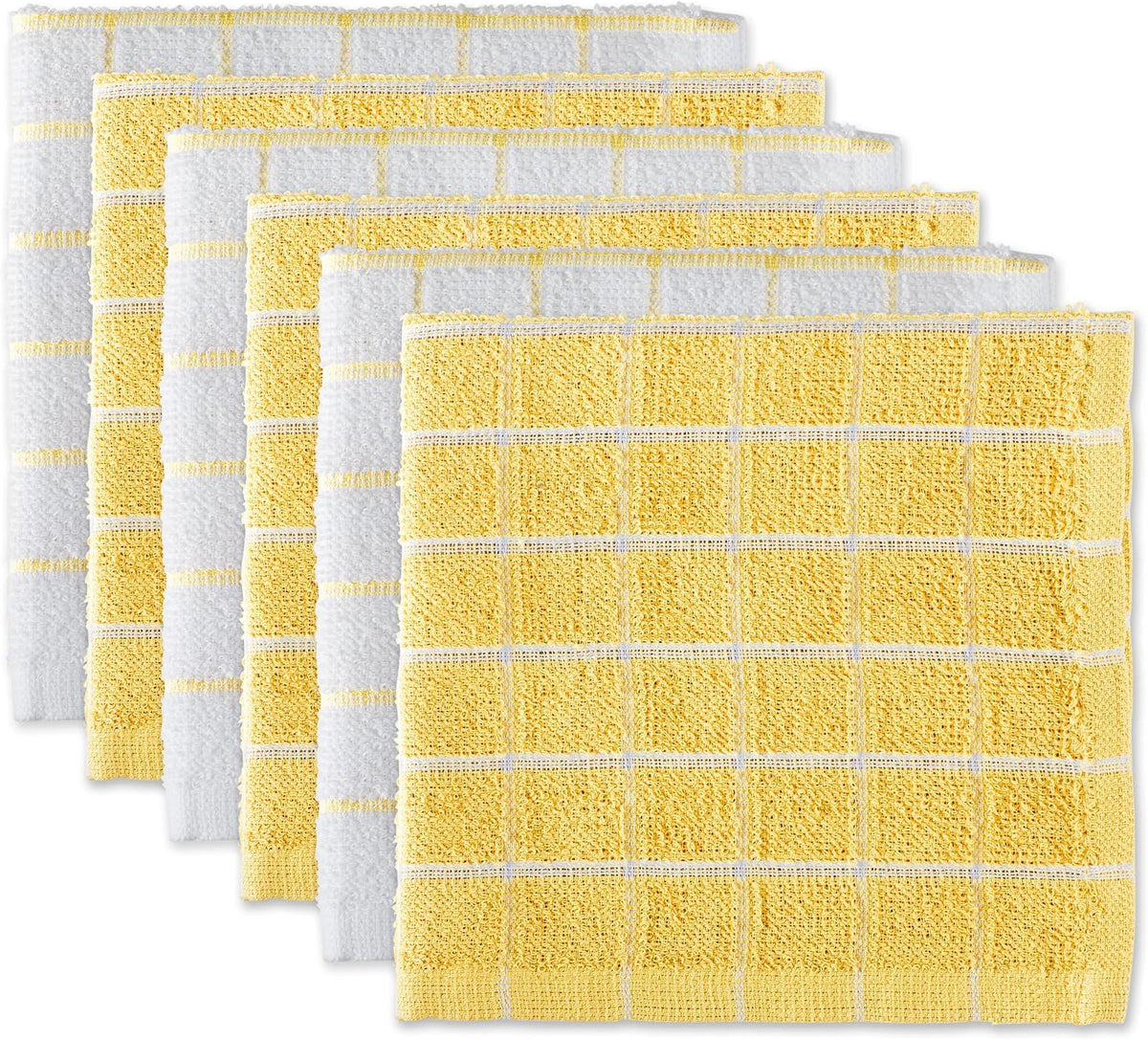 DII Basic Terry Collection Windowpane Dishcloth Set, 12x12, Gray, 6 Piece