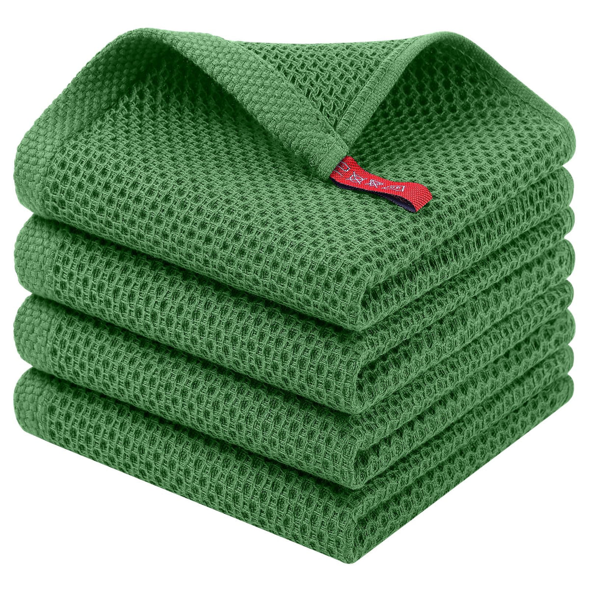 Homaxy 100% Cotton Waffle Weave Kitchen Dish Cloths, 4-Pack, Dark Grey