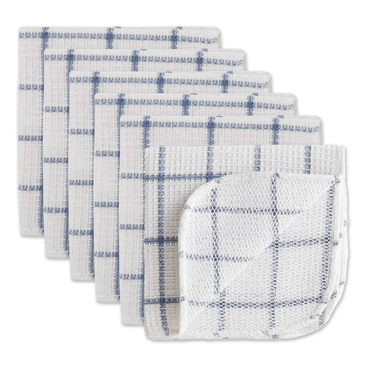 DII Scrubber Dishcloths Collection Windowpane Dishrag Set, 12x12, White/Red Stripe, 6 Piece