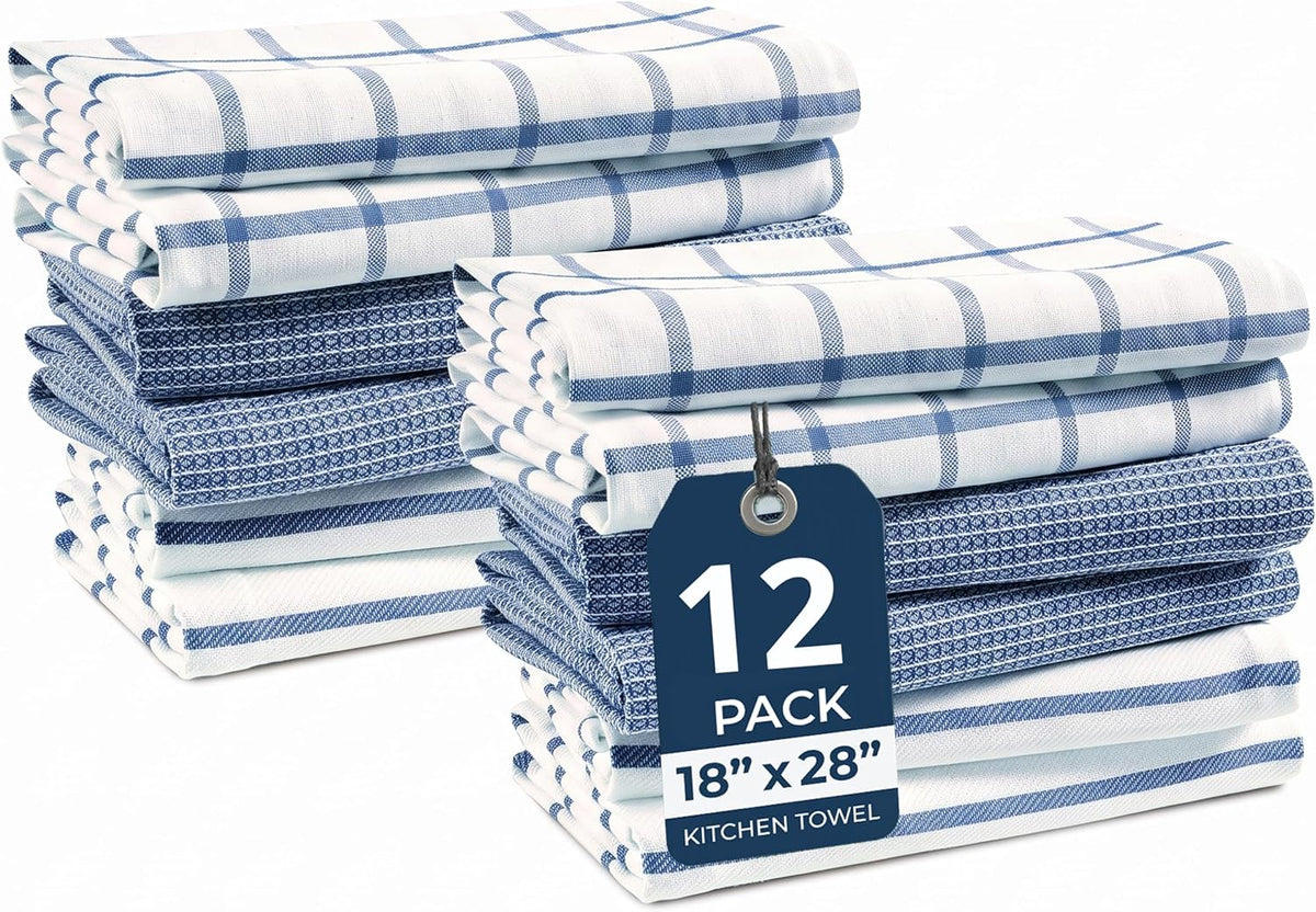 LANE LINEN Dish Towels for Kitchen 100% Cotton Tightly Woven 6 Pack - Olive