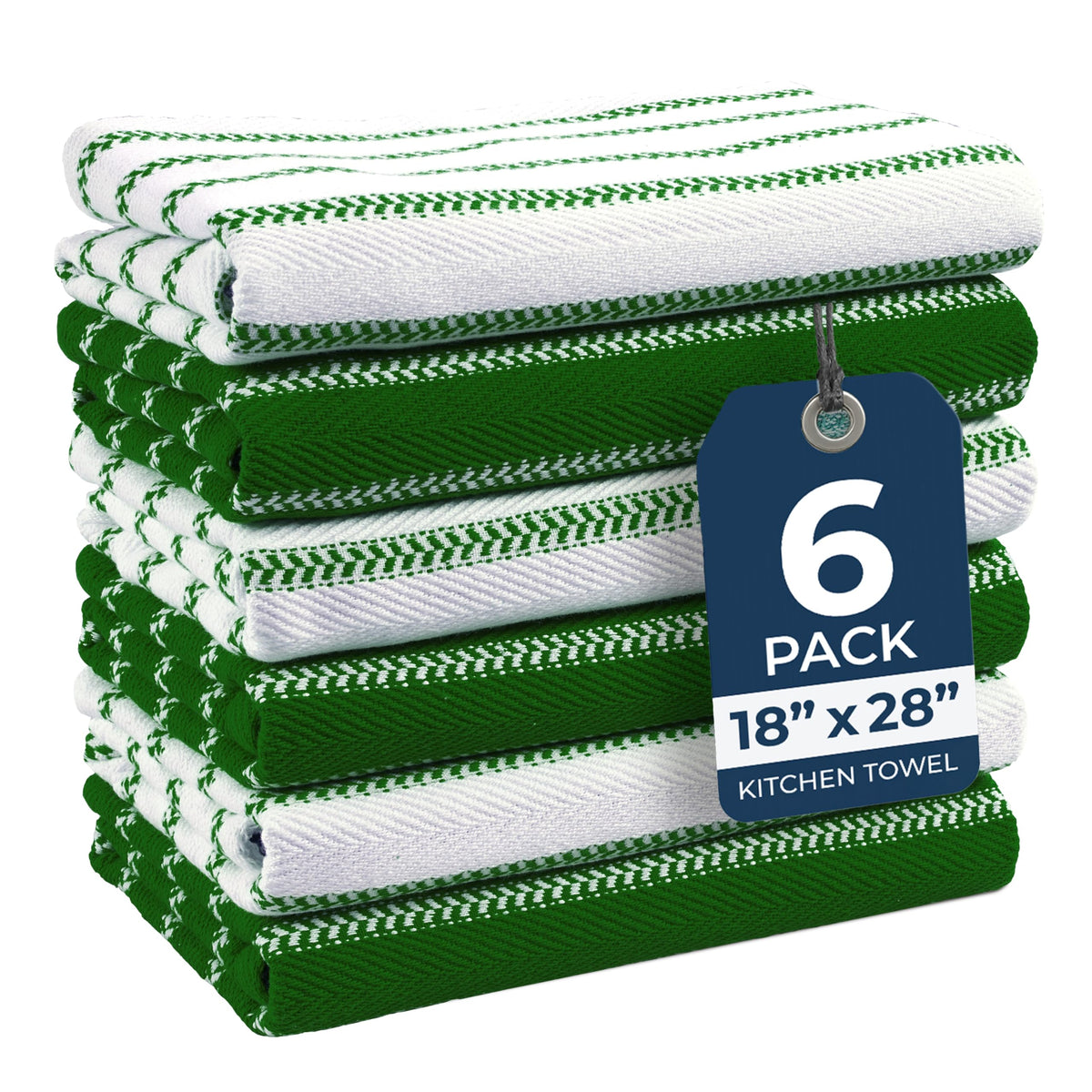 LANE LINEN Dish Towels for Kitchen 100% Cotton Tightly Woven 6 Pack - Olive