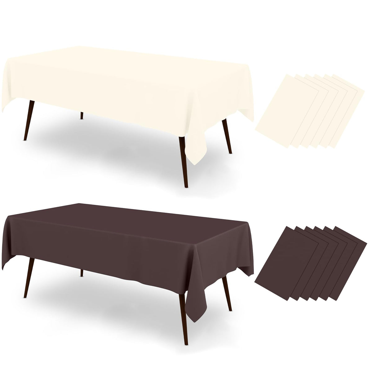 misaya 12 Packs Disposable Plastic Fall Table Cloth Beige and Orange