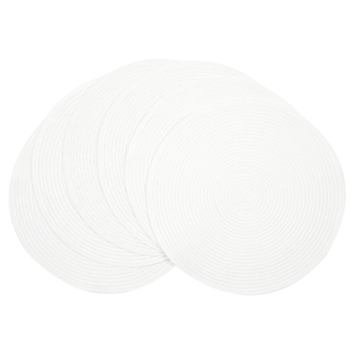 SHACOS Round Braided Placemats Set of 8 Cotton Fabric Round Table Mats Non Slip Washable 15 inch Round Place Mats Home Party Table Decor (Beige, 8)