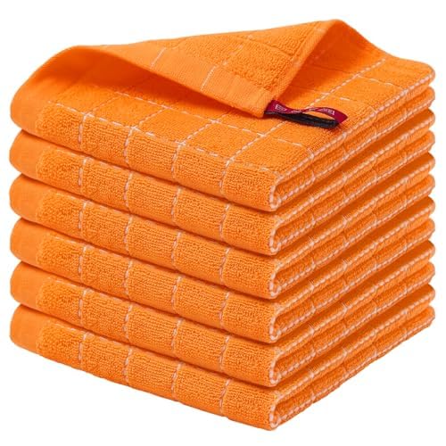 Homaxy 100% Cotton Terry Kitchen Dish Cloths, 6 Pack, Navy Blue