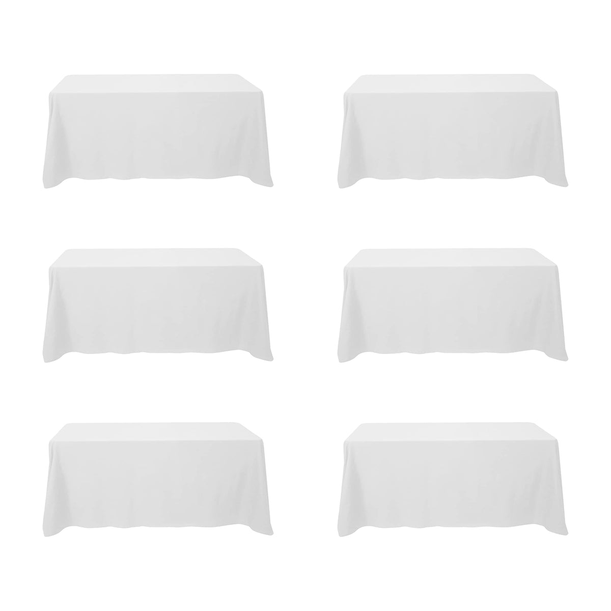 BRILLMAX 6 Pack Ivory Tablecloths 90x156 Inch for 8ft Rectangle Tables