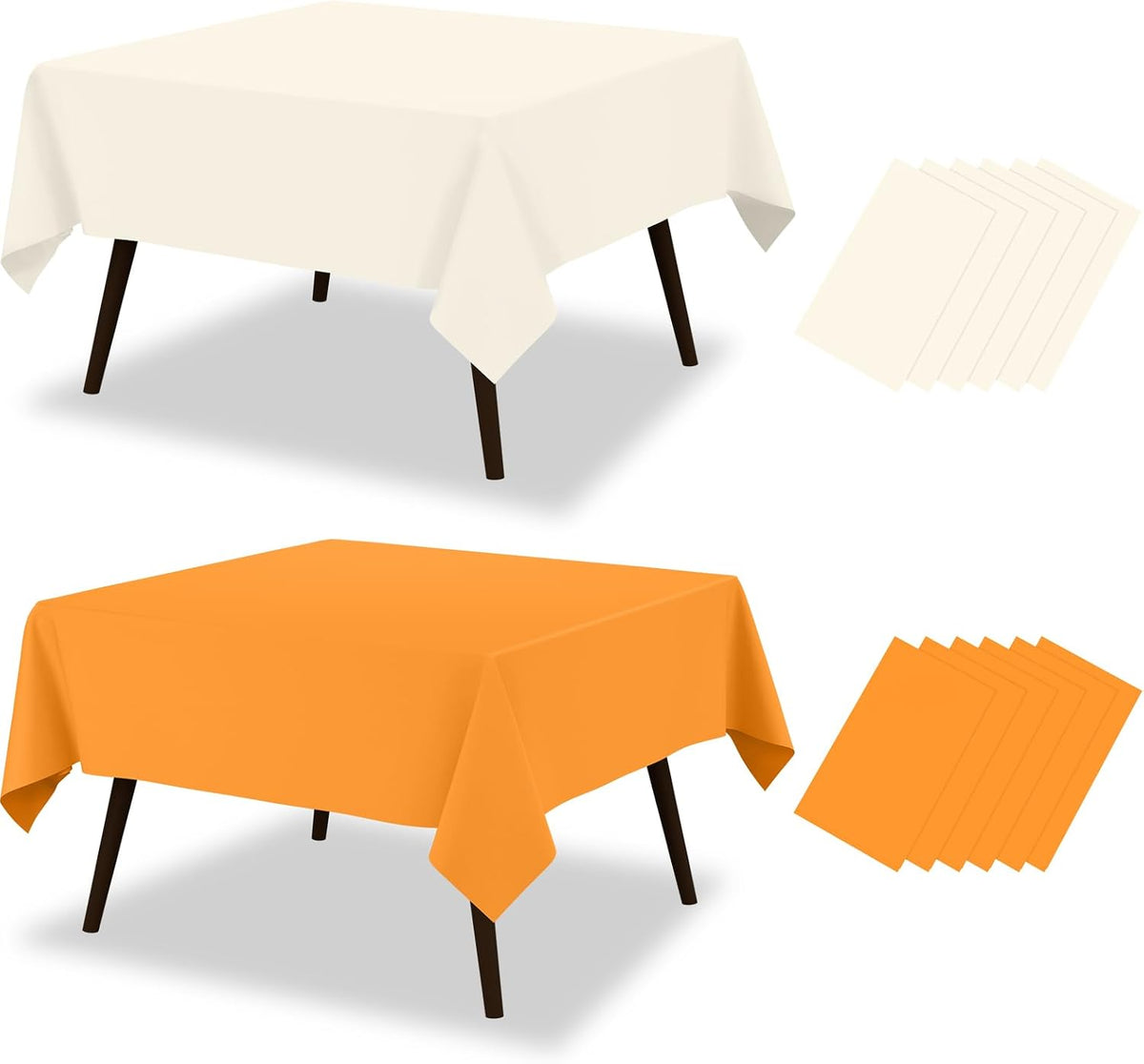 misaya 12 Packs Disposable Plastic Fall Table Cloth Beige and Orange