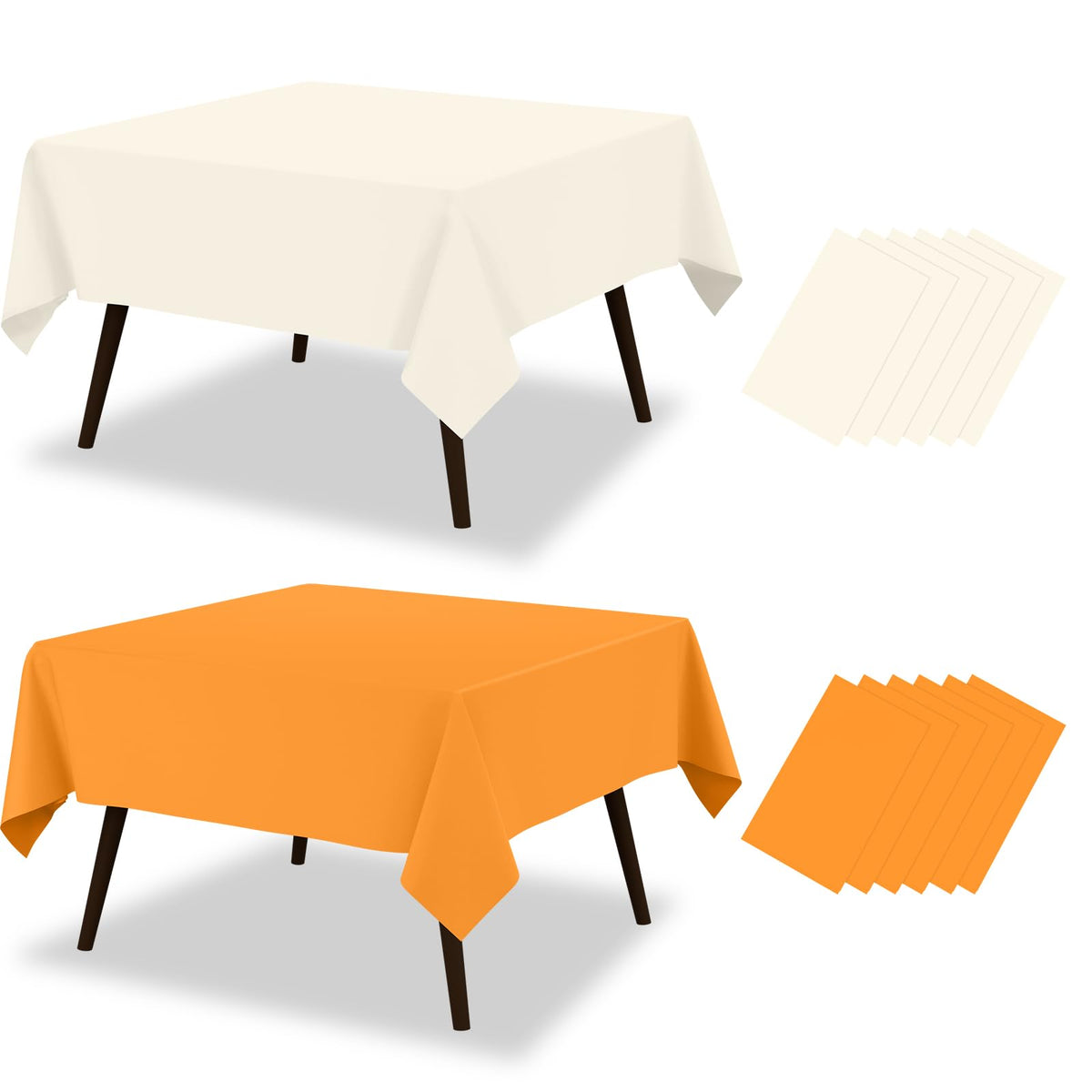 misaya 12 Packs Disposable Plastic Fall Table Cloth Beige and Orange