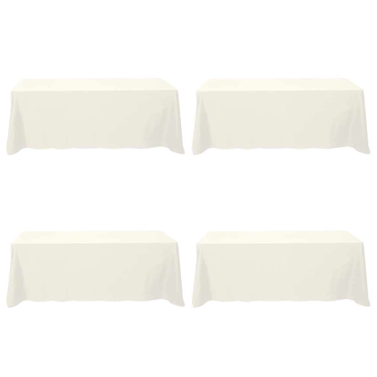 BRILLMAX 6 Pack Ivory Tablecloths 90x156 Inch for 8ft Rectangle Tables