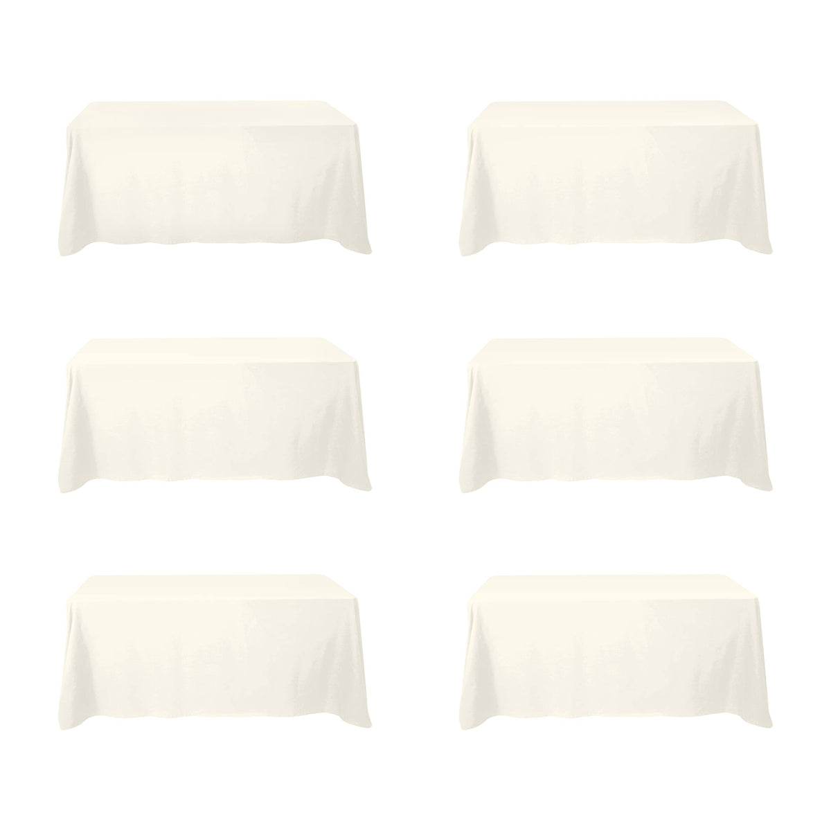 BRILLMAX 6 Pack Ivory Tablecloths 90x156 Inch for 8ft Rectangle Tables