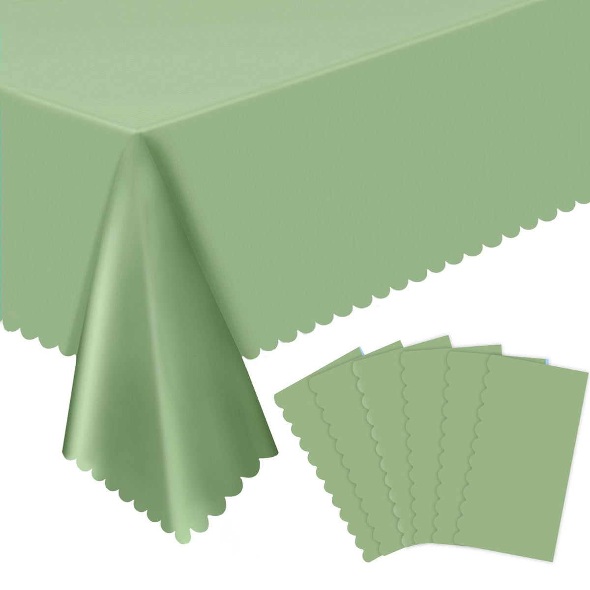 NatNarr 3 Pack Ivory Tablecloths, 54 x 108 Inch Scalloped Party Table Cover